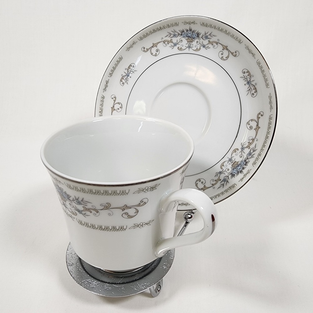 VINTAGE WADE "Diane" Fine Porcelain China Japan TEA CUP & SAUCER SET‎ with Stand